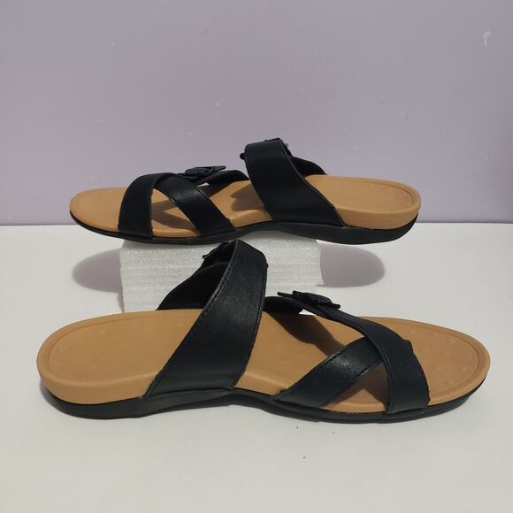 My Soft Sz 10  Black Sandals Slip On Faux Leather Women's - Picture 3 of 8
